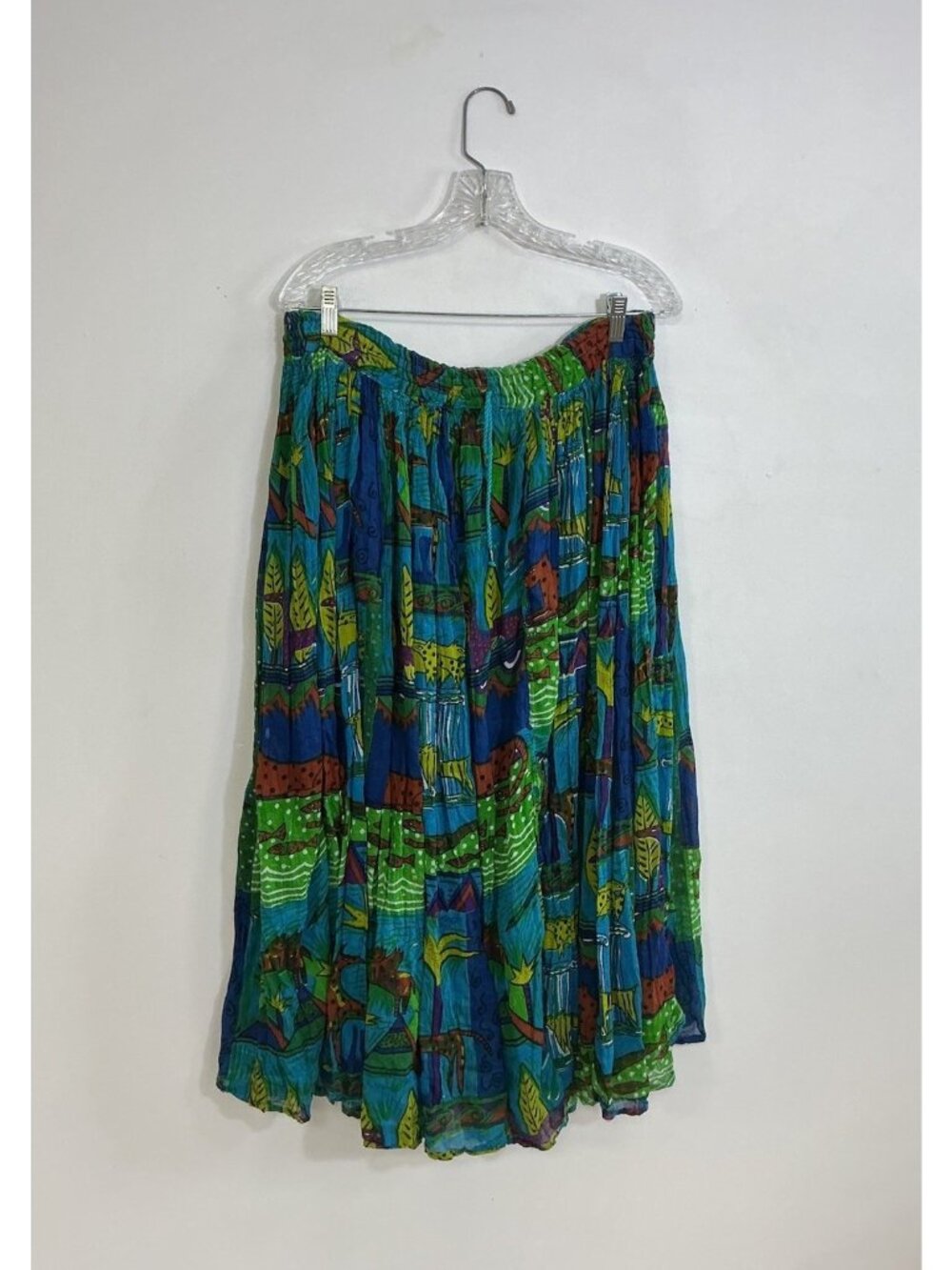 Boho Maxi Skirt Animal Leopard Chic Patchwork Womens Small